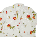 CANDA Womens Printed Shirt White Collared Floral L