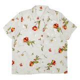 CANDA Womens Printed Shirt White Collared Floral L