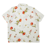 CANDA Womens Printed Shirt White Collared Floral L