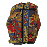 Womens Printed Blouse Red Long Sleeve Crazy Pattern L