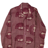Womens Printed Shirt Maroon Collared Long Sleeve Geometric L