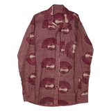 Womens Printed Shirt Maroon Collared Long Sleeve Geometric L