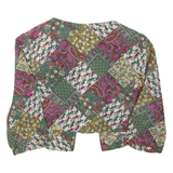 Womens Kimono Top Green 3/4 Sleeve Paisley M