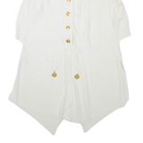 Womens Blouse White V-Neck Sleeveless UK 14