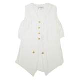 Womens Blouse White V-Neck Sleeveless UK 14