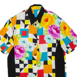 Womens Printed Shirt Yellow Collared Floral UK 10