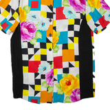 Womens Printed Shirt Yellow Collared Floral UK 10