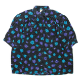 Womens Printed Shirt Black Collared Floral XL
