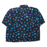 Womens Printed Shirt Black Collared Floral XL