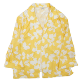 Womens Kimono Top Yellow 3/4 Sleeve Floral L