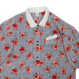 DELMOD Womens Printed Blouse Blue Collared Floral XL
