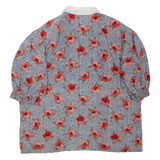 DELMOD Womens Printed Blouse Blue Collared Floral XL