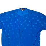 PAUL KAMARAS Womens Kimono Top Blue V-Neck Polka Dot S