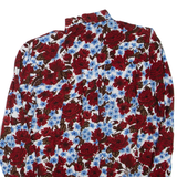 ZARA Womens Printed Shirt Maroon Collared Long Sleeve Viscose Floral XS