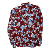 ZARA Womens Printed Shirt Maroon Collared Long Sleeve Viscose Floral XS