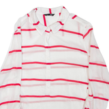 ELLEN AMBER Womens Printed Shirt White Collared Long Sleeve Striped 2XL
