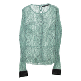 ZARA Sheer Womens Blouse Green Long Sleeve S