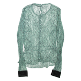 ZARA Sheer Womens Blouse Green Long Sleeve S