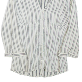 ZARA Womens Printed Blouse White V-Neck 3/4 Sleeve Striped M