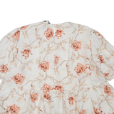 ZARA Womens Smock Blouse White 3/4 Sleeve Floral 2XL