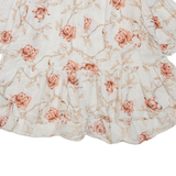 ZARA Womens Smock Blouse White 3/4 Sleeve Floral 2XL
