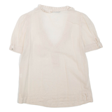 ZARA Womens Top Beige V-Neck S