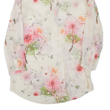 ZARA Sheer Womens Printed Shirt Beige Collared Long Sleeve Floral S