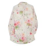 ZARA Sheer Womens Printed Shirt Beige Collared Long Sleeve Floral S