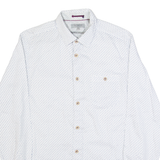 TED BAKER Mens Shirt White Spotted Long Sleeve M