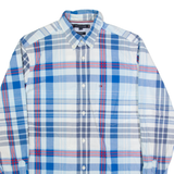 TOMMY HILFIGER Mens Shirt Blue Check Long Sleeve S