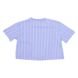 KARL KANI Cropped Pinstripe Mens T-Shirt Purple Crew Neck XS