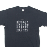 FRUIT OF THE LOOM Icelandic Rune Alphabet Mens T-Shirt Black Crew Neck S