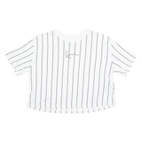 KARL KANI Cropped Striped Womens T-Shirt White Crew Neck S