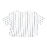 KARL KANI Cropped Striped Womens T-Shirt White Crew Neck S