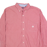 CHAPS Mens Shirt Red Striped Long Sleeve L