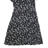 EDDIE BAUER Womens Tea Dress Black 90s Floral Short Sleeve Long M
