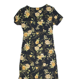 STUDIO EASE Womens Pencil Dress Black Floral Short Sleeve Long S