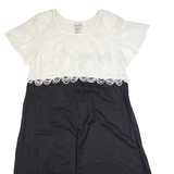 FASHION BUG Womens A-Line Dress Black 90s Short Sleeve Long XL