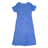 Womens Maxi Dress Blue 90s Crazy Pattern Short Sleeve Long M