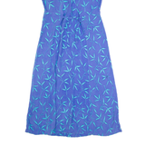 Womens Maxi Dress Blue 90s Crazy Pattern Short Sleeve Long M