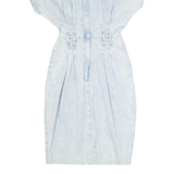 DISORDERLY CONDUCT Womens Pencil Dress Blue Denim 90s Knee Length XS