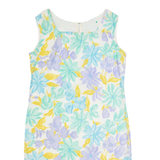 Womens Pencil Dress Cream 90s Floral Sleeveless Knee Length L