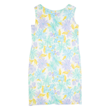 Womens Pencil Dress Cream 90s Floral Sleeveless Knee Length L