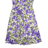 PICCALINO Womens A-Line Dress Purple 90s Floral Short Sleeve Long M