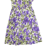 PICCALINO Womens A-Line Dress Purple 90s Floral Short Sleeve Long M