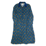 KARIN STEVENS Womens Tea Dress Blue 90s Crazy Pattern Long Sleeve Long M
