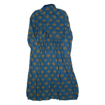 Karin Stevens Womens Tea Dress Blue 90s Crazy Pattern Long Sleeve Long M