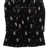DHONI Womens Fit & Flare Dress Black Velvet Spotted Long Sleeve Knee Length M