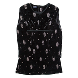 DHONI Womens Fit & Flare Dress Black Velvet Spotted Long Sleeve Knee Length M