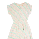JUST IN THYME Womens A-Line Dress Cream 90s Striped Short Sleeve Midi S